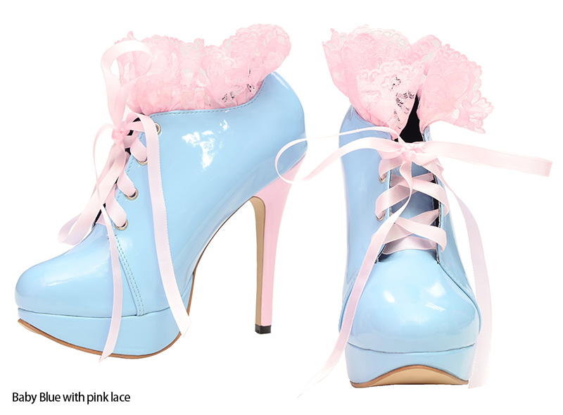 ftw frilly maid shoes babyblue pink lace 1